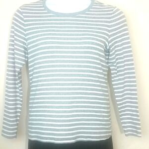 T-shirt top long sleeve crew neck stripe